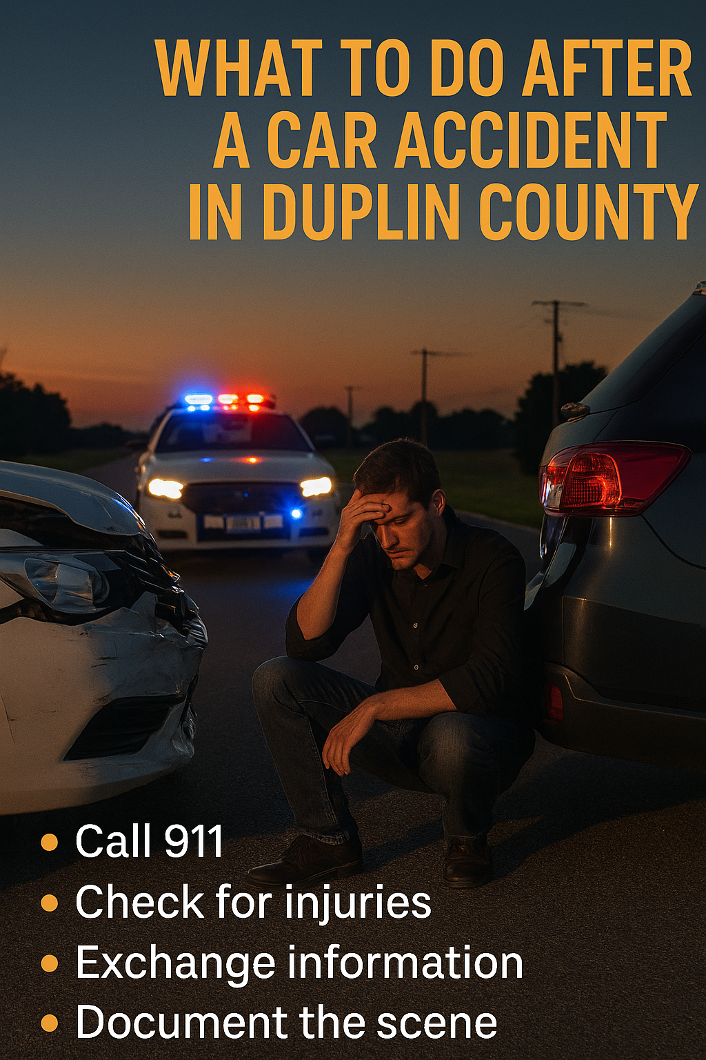 After a car accident in Duplin County checklist with police report, photos, medical care, call (910) 293-3124